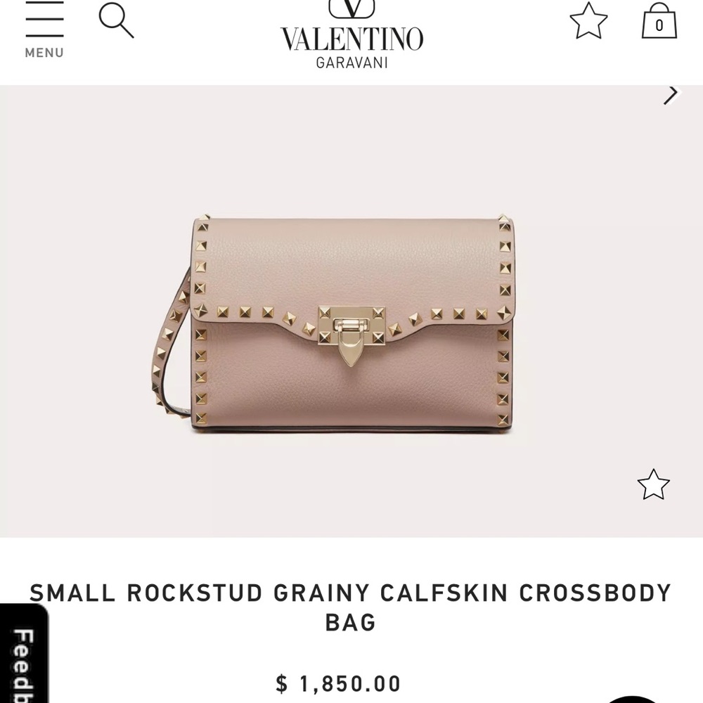 SMALL ROCKSTUD GRAINY CALFSKIN CROSSBODY BAG IN THE COLOR POUDRE